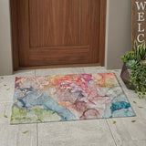 2' X 3' Blue Abstract Washable Non Skid Indoor Outdoor Area Rug