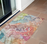 3' X 5' Blue Abstract Washable Non Skid Indoor Outdoor Area Rug