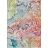 8' X 10' Blue Abstract Washable Indoor Outdoor Area Rug