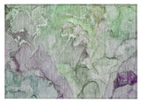 2' X 3' Green and Purple Abstract Washable Indoor Outdoor Area Rug