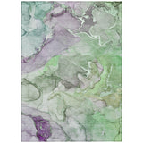 8' X 10' Green Abstract Washable Non Skid Indoor Outdoor Area Rug