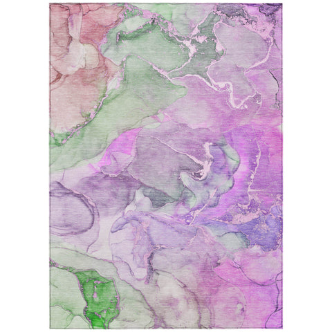 3' X 5' Purple Abstract Washable Non Skid Indoor Outdoor Area Rug