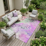 8' X 10' Purple Abstract Washable Non Skid Indoor Outdoor Area Rug