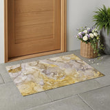 3' X 5' Taupe Abstract Washable Non Skid Indoor Outdoor Area Rug