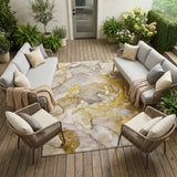 8' X 10' Taupe Abstract Washable Non Skid Indoor Outdoor Area Rug