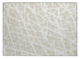 2' X 3' Beige and Ivory Abstract Washable Non Skid Indoor Outdoor Area Rug