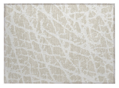 2' X 3' Beige and Ivory Abstract Washable Non Skid Indoor Outdoor Area Rug