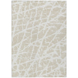 3' X 5' Beige and Ivory Abstract Washable Non Skid Indoor Outdoor Area Rug