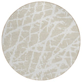 8' Round Beige and Ivory Round Abstract Washable Non Skid Indoor Outdoor Area Rug