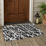2' X 3' Black and White Abstract Washable Non Skid Indoor Outdoor Area Rug