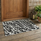 3' X 5' Black and White Abstract Washable Non Skid Indoor Outdoor Area Rug
