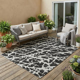 5' X 8' Black and White Abstract Washable Non Skid Indoor Outdoor Area Rug