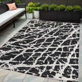 5' X 8' Black and White Abstract Washable Non Skid Indoor Outdoor Area Rug