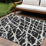 8' X 10' Black and White Abstract Washable Non Skid Indoor Outdoor Area Rug
