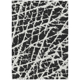 8' X 10' Black and White Abstract Washable Non Skid Indoor Outdoor Area Rug