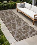 8' Runner Brown Abstract Washable Non Skid Indoor Outdoor Runner Rug