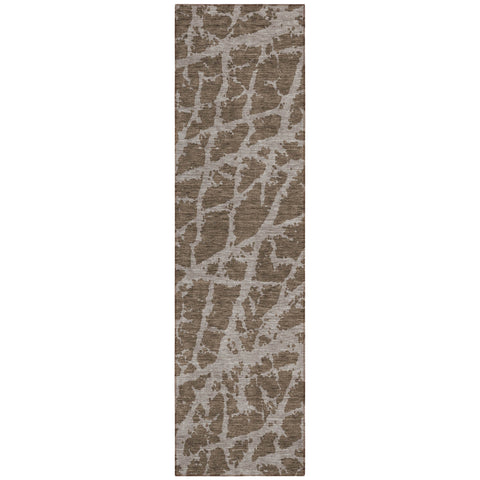 8' Runner Brown Abstract Washable Non Skid Indoor Outdoor Runner Rug