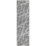 8' Runner Charcoal Abstract Washable Non Skid Indoor Outdoor Runner Rug