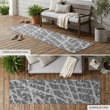 8' Runner Charcoal Abstract Washable Non Skid Indoor Outdoor Runner Rug