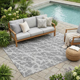 5' X 8' Charcoal Abstract Washable Non Skid Indoor Outdoor Area Rug