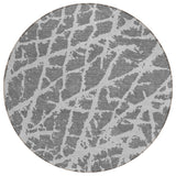 8' Round Charcoal Round Abstract Washable Non Skid Indoor Outdoor Area Rug