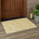 3' X 5' Gold and White Abstract Washable Non Skid Indoor Outdoor Area Rug
