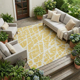8' X 10' Gold and White Abstract Washable Non Skid Indoor Outdoor Area Rug