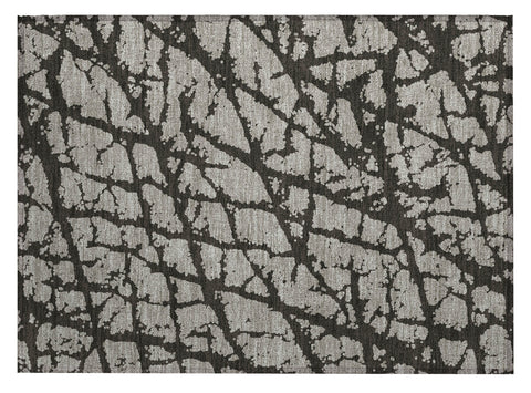 2' X 3' Gray and Black Abstract Washable Non Skid Indoor Outdoor Area Rug