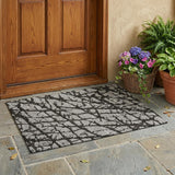 2' X 3' Gray and Black Abstract Washable Non Skid Indoor Outdoor Area Rug