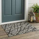 3' X 5' Gray and Black Abstract Washable Non Skid Indoor Outdoor Area Rug