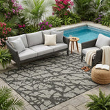 5' X 8' Gray and Black Abstract Washable Non Skid Indoor Outdoor Area Rug