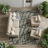 8' X 10' Gray and Black Abstract Washable Indoor Outdoor Area Rug
