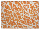 2' X 3' Orange and White Abstract Washable Non Skid Indoor Outdoor Area Rug