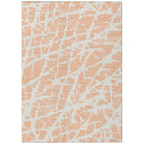 5' X 8' Peach and Ivory Abstract Washable Non Skid Indoor Outdoor Area Rug