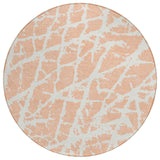 8' Round Peach and Ivory Round Abstract Washable Non Skid Indoor Outdoor Area Rug