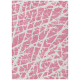 3' X 5' Pink and Ivory Abstract Washable Non Skid Indoor Outdoor Area Rug