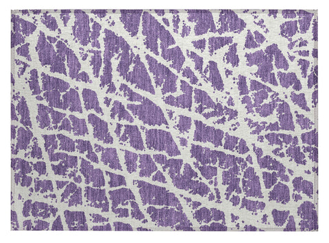 2' X 3' Purple and White Abstract Washable Non Skid Indoor Outdoor Area Rug