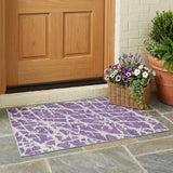 3' X 5' Purple and White Abstract Washable Non Skid Indoor Outdoor Area Rug