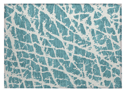 2' X 3' Teal Abstract Washable Non Skid Indoor Outdoor Area Rug