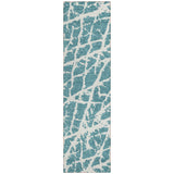 8' Runner Teal Abstract Washable Non Skid Indoor Outdoor Runner Rug
