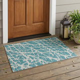 3' X 5' Teal Abstract Washable Non Skid Indoor Outdoor Area Rug