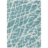 8' X 10' Teal Abstract Washable Non Skid Indoor Outdoor Area Rug