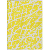 8' X 10' Yellow and White Abstract Washable Non Skid Indoor Outdoor Area Rug