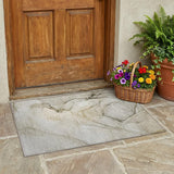 2' X 3' Beige and Gray Abstract Washable Non Skid Indoor Outdoor Area Rug