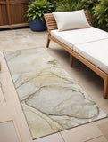 8' Runner Beige and Gray Abstract Washable Non Skid Indoor Outdoor Runner Rug