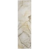 8' Runner Beige and Gray Abstract Washable Non Skid Indoor Outdoor Runner Rug