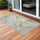 3' X 5' Beige and Gray Abstract Washable Non Skid Indoor Outdoor Area Rug