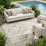 5' X 8' Beige and Gray Abstract Washable Non Skid Indoor Outdoor Area Rug
