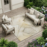 8' X 10' Beige and Gray Abstract Washable Non Skid Indoor Outdoor Area Rug