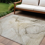 8' X 10' Beige and Gray Abstract Washable Non Skid Indoor Outdoor Area Rug
